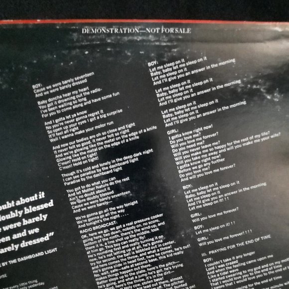 Meat Loaf- Paradise By The Dashboard Light, Single Promo Demo LP, 1978 - Picture 3 of 11